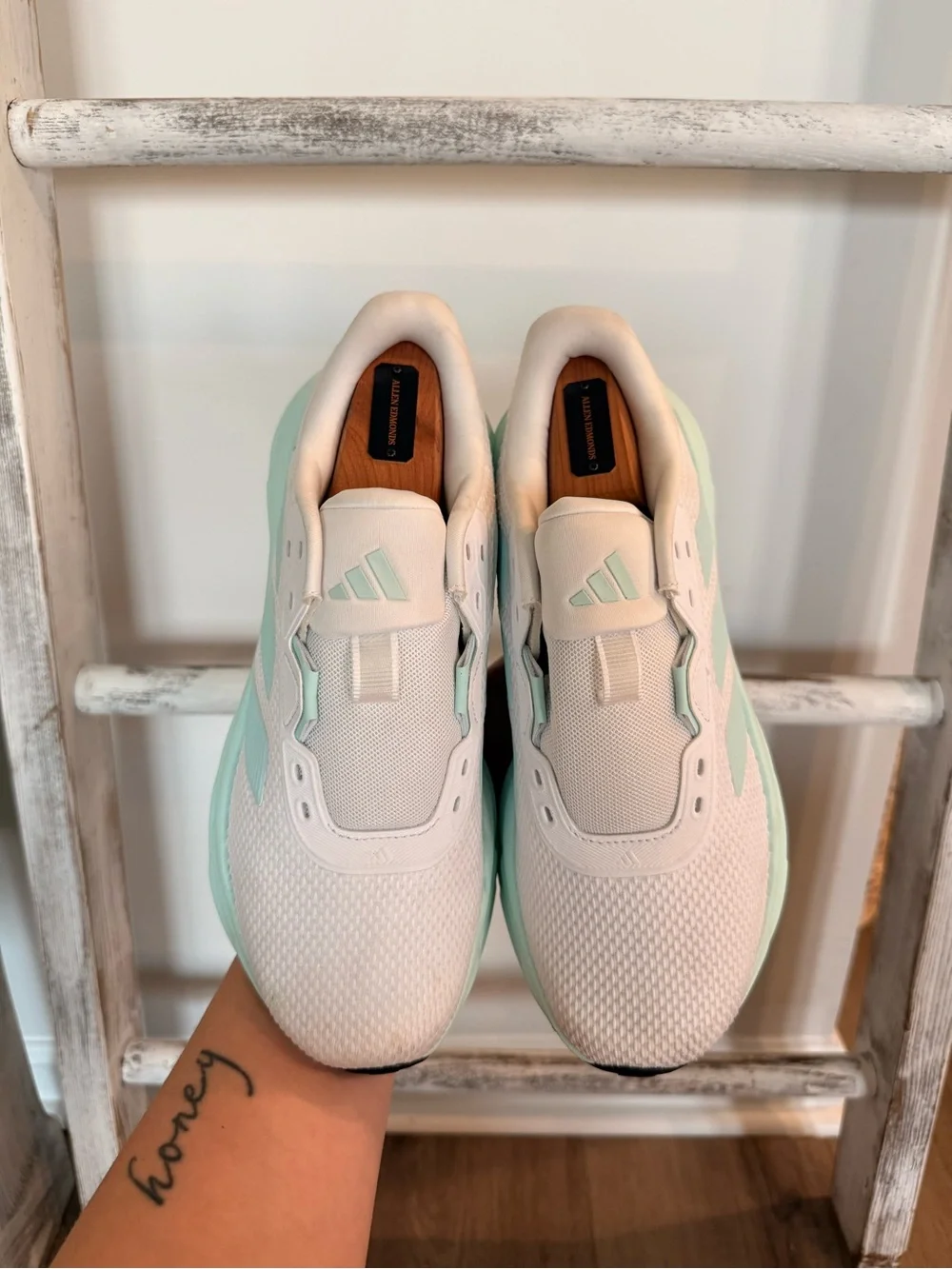 Adidas Galaxy 7 W Running Shoes White Mint Green Women's Size 7.5 No Laces